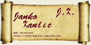 Janko Kanlić vizit kartica